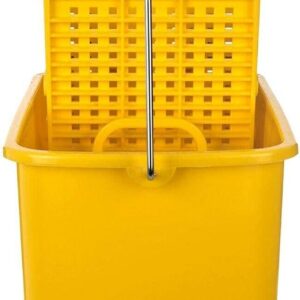 Curvaso 20L Kentucky Mop Bucket Set with Wringer System, Pole and 2 Mop Heads, Yellow - Image 7