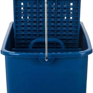 Curvaso 20L Kentucky Mop Bucket Set with Wringer System, Pole and 2 Mop Heads, Blue - Image 4