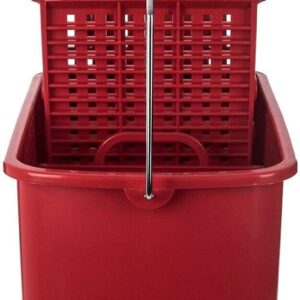 Curvaso 20L Kentucky Mop Bucket Set with Wringer System, Pole and 2 Mop Heads, Red - Image 4