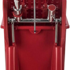 Curvaso 20L Kentucky Mop Bucket Set with Wringer System, Pole and 2 Mop Heads, Red - Image 5