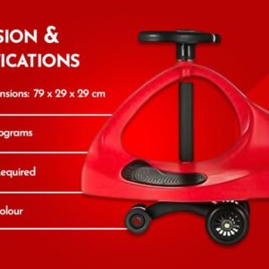 Curvaso Wiggle Car Kids Swing Ride On Childrens Swivel Scooter Twist & Go (Red/Black) - Image 5